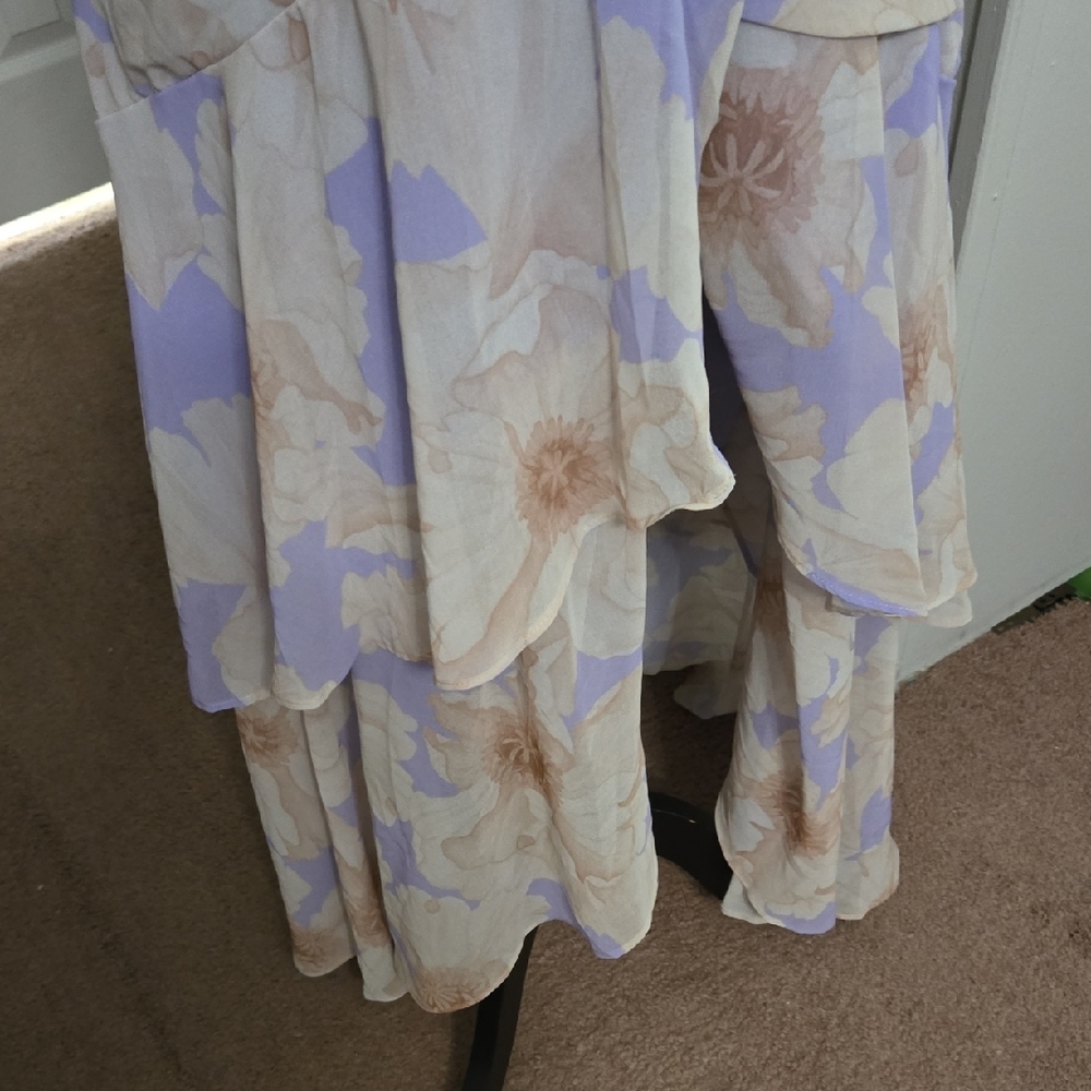 Hutch Asymmetrical Dress in Lavender and Cream - Picture 6 of 8